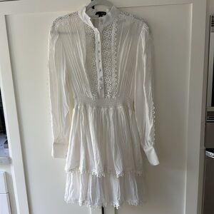 AQUA beautiful White gauze/eyelet long sleeve SM 6-8 NWOT never worn! Buttons